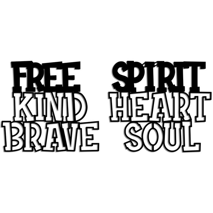 Wallity Heart Brave Soul - Escultura de pared de metal negra